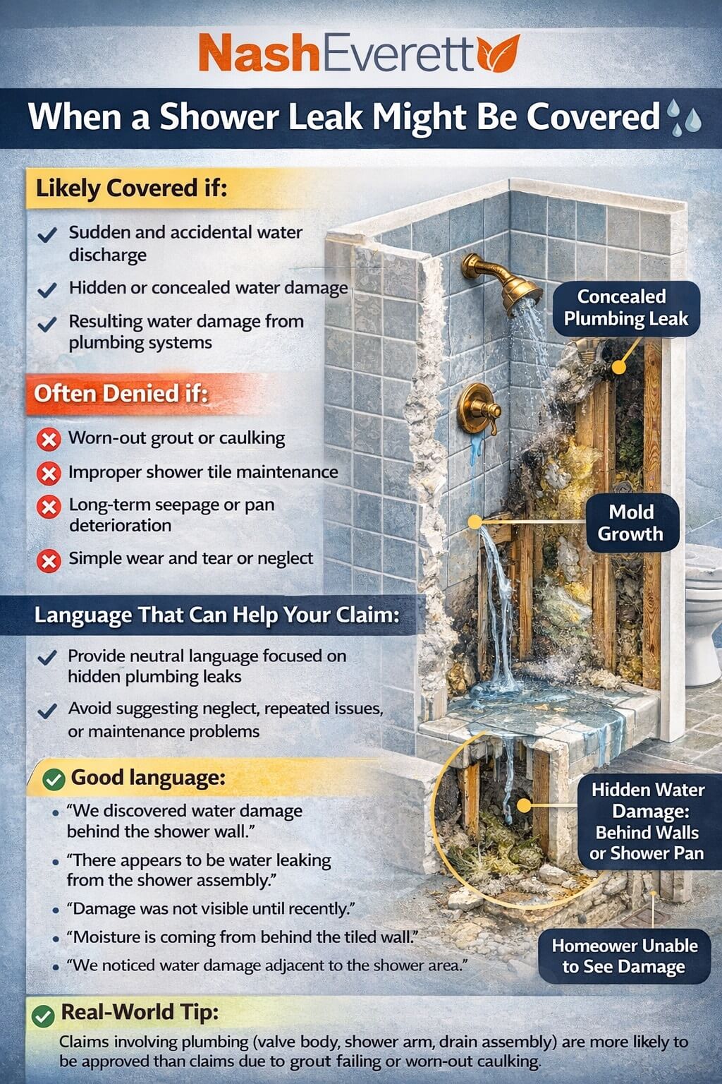 shower leak insurance coverage guide