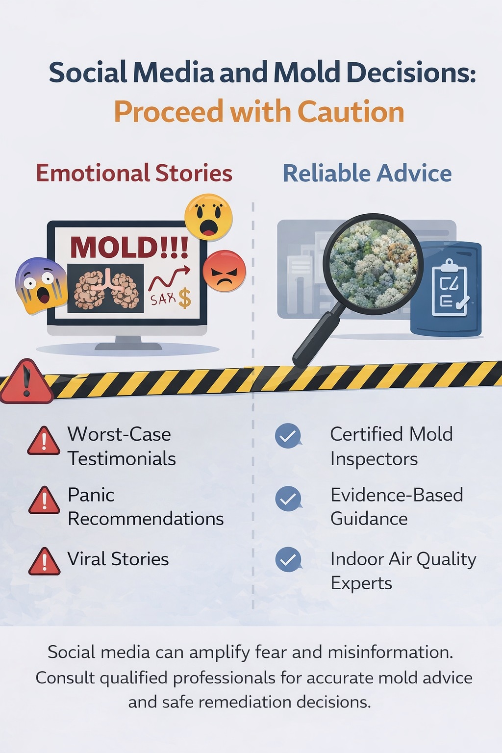 social media vs professional mold advice infographic